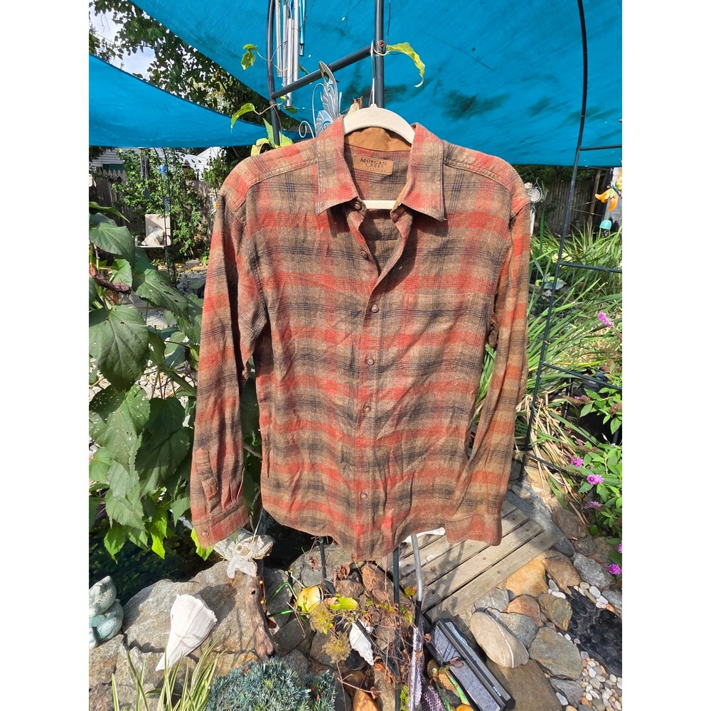 Morgan Creek Outfitters Mens Plaid Flannel Shirt ButtonUp Collared Casual Medium